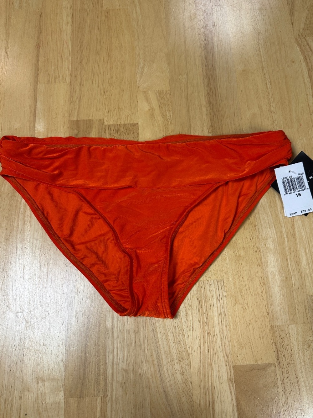 La Blanca Womens Orange Iridescence Fold-over Hipster Bikini Bottoms NWT 16